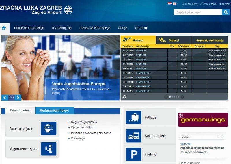 Nove stranice Zračne luke Zagreb